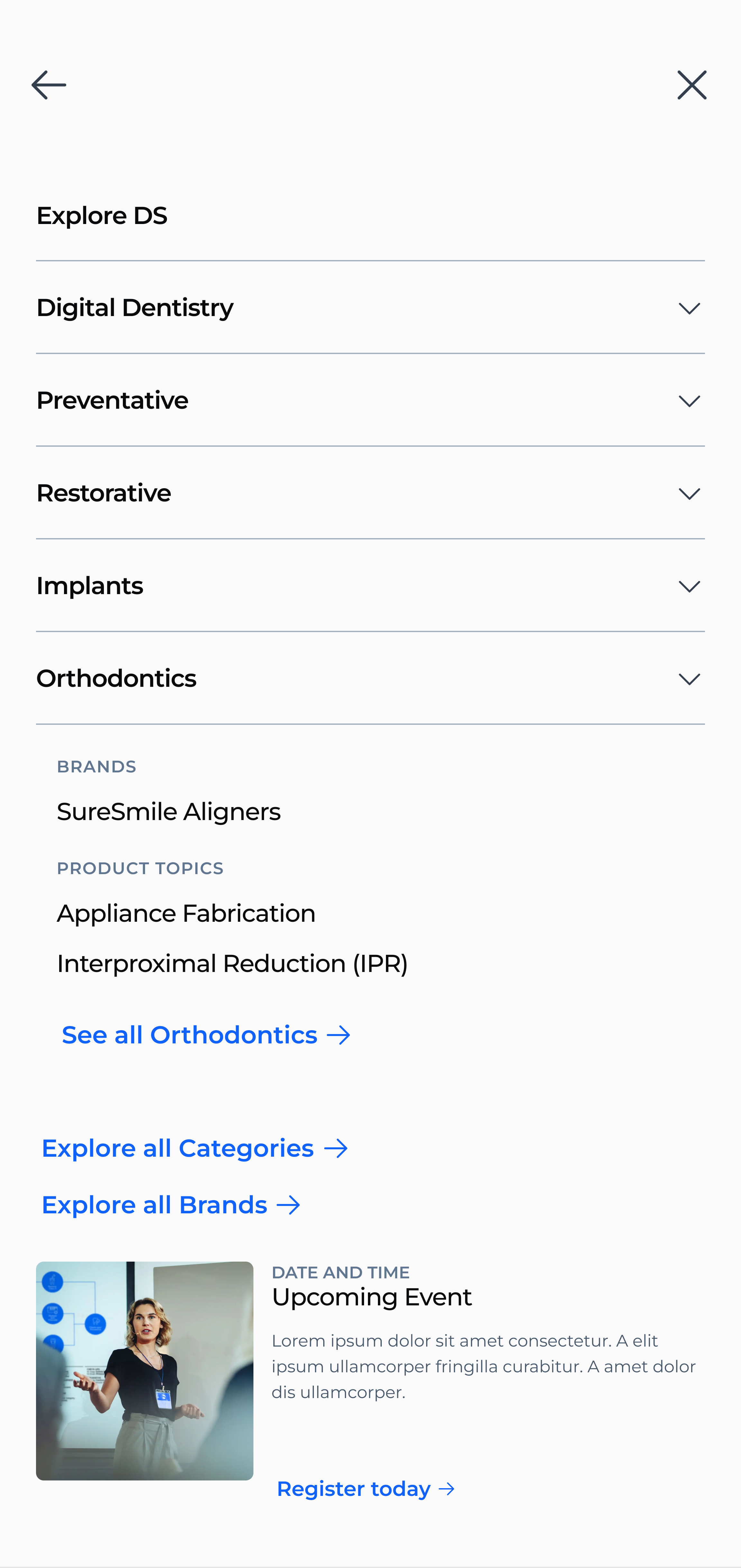 Dentsply Sirona mobile navigation