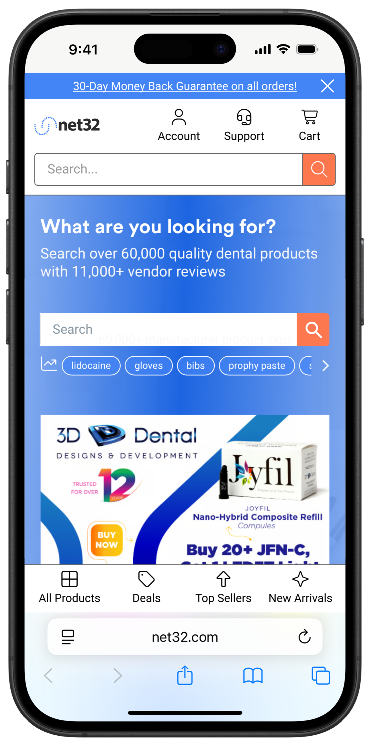 Redesigned Net32 mobile home page