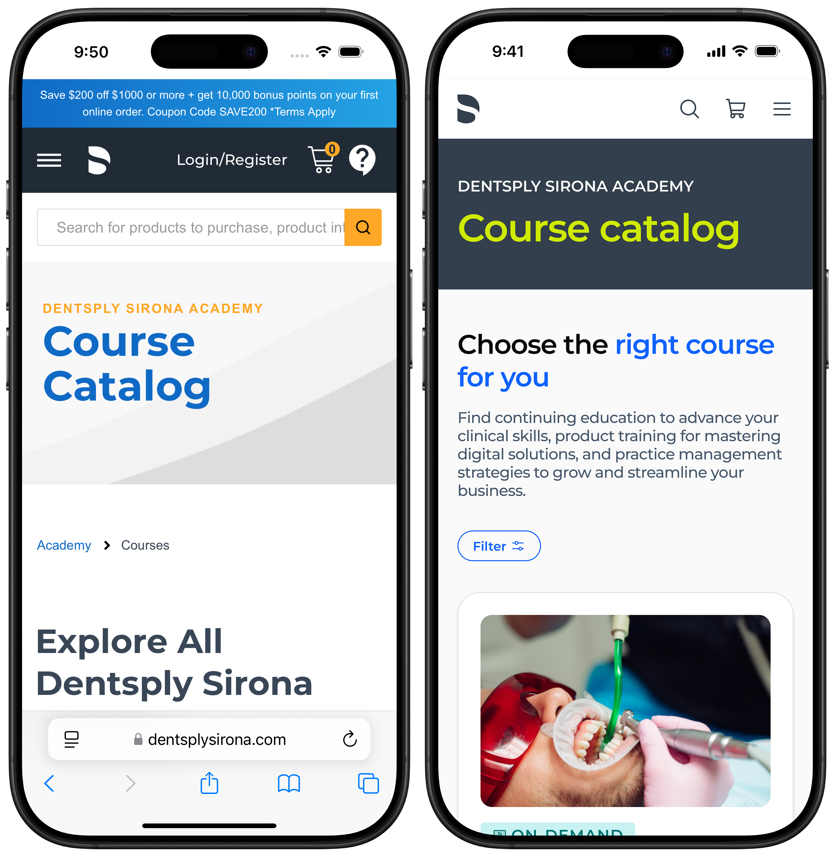 Course catalog before and after