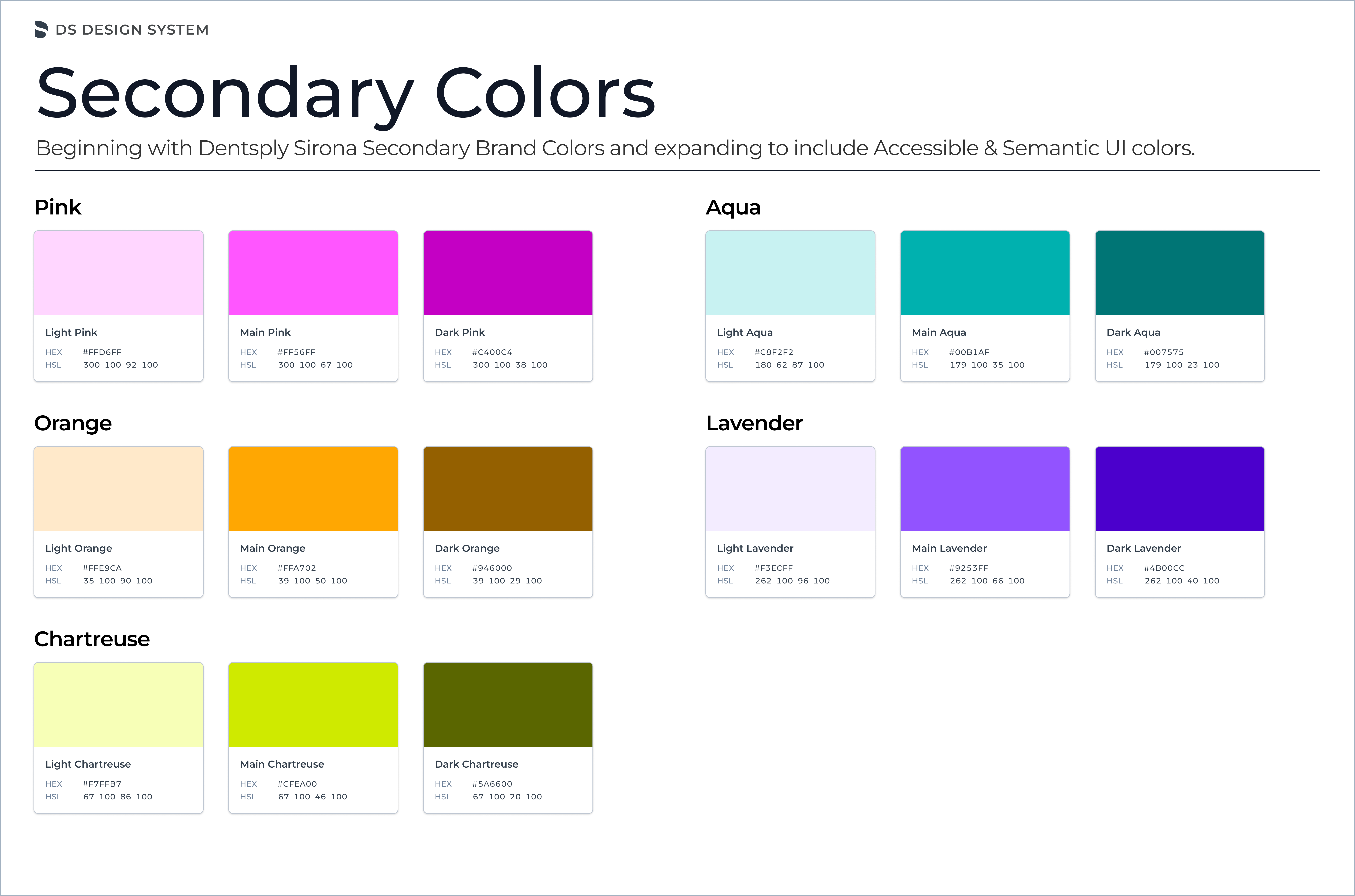 DS Design System secondary colors